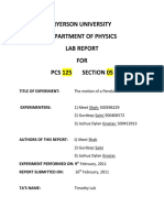 Ryerson University Department of Physics Lab Report FOR Pcs 125 Section 05