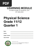 Learning Module: Physical Science Grade 11/12 Quarter 1