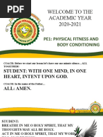 Welcome To The Academic Year 2020-2021: Pe1: Physical Fitness and Body Conditioning