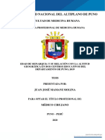 Edad de Menarquia y Su Relación Con La Altitud