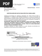 Carta para Efectos Consulares Licencia