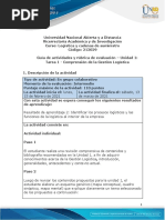 Guia de Actividades y Rúbrica de Evaluación - Unidad 1 - Tarea 1 - Comprensión de La Gestión Logística