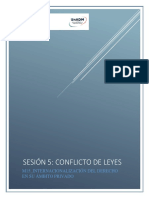 Sesión 5: Conflicto de Leyes: M15 - Internacionalización Del Derecho en Su Ámbito Privado