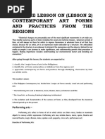 Enhance Lesson On (Lesson 2) Contemporary Art Forms and Practices From The Regions