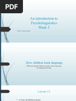 An Introduction To Psycholinguistics Week 5: Teacher: Zeineb Ayachi