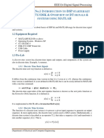 Experiment No.1 I DSP TMS320C6713 DSK & O DT & Matlab: Lab Manual EEE324 Digital Signal Processing