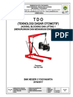 Job Sheet TDO 11 Jacking, Blocking Dan Lifting 1 (Menurunkan Dan Menaikkan Engine Mobil)