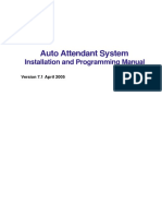 Auto Attendant System: Installation and Programming Manual