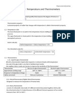 Chapter 1: Temperature and Thermometers: Physics Notes Heat and Gas