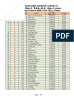 List of Provisionally Admitted Students For B.A., LL.B. (Hons.) / B.B.A., LL.B. (Hons.) Course For Academic Session 2020-21 in CNLU, Patna