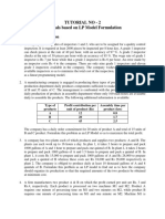 Tutorial No - 2 Tutorials Based On LP Model Formulation