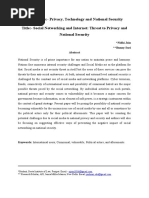 Sub-Theme:-Privacy, Technology and National Security Title: - Social Networking and Internet: Threat To Privacy and National Security