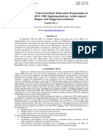 Two Decades of Universal Basic Education Programme in Nigeria.1999-2019: UBE Implementation, Achievement, Challenges and Suggested Solutions