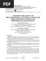 Assessing The Effect of Organizational Cultural Values and Employees Engagement On Performance Excellence