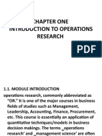 Chapter One Introduction To Operations Research