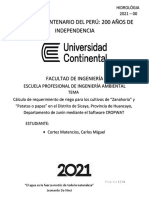 Trabajo Sobre Cálculo de Requerimiento de Riego en Dos Cultivos Del Dstrito de Sicaya - Cortez, Carlos
