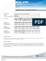 Universidad APEC-Programa de La Materia Liderazgo y Tecnicas de Supervision