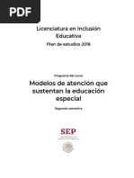 Modelos de Atención Que Sustentan La Educación Especial