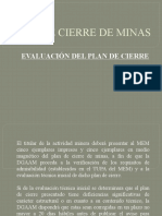 Evaluación Plan de Cierre de Minas