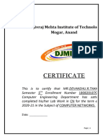 Certificate: Dr. Jivraj Mehta Institute of Technology Mogar, Anand