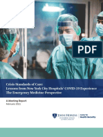 Crisis Standards of Care: Lessons From New York City Hospitals' COVID-19 Experience The Emergency Medicine Perspective