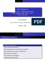 Real Analysis II: Program Studi: Pendidikan Matematika Continuous Functions: Part 1 (PM 4A Dan 4B)