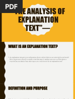 The Analysis of Explanation Text