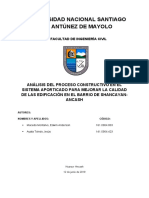 Análisis Del Proceso Constructivo en El Sistema Aporticado para Mejorar La Calidad de Las Edificación en El Barrio de Shancayan