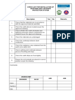 CHECKLIST For Installation of Earthing & Lightning Protection System