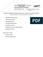 Principais Modelos Probabilísticos para Variável Aleatória Discreta