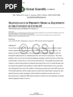 Maintenance of Priority Medical Equipment in The Context of Covid-19