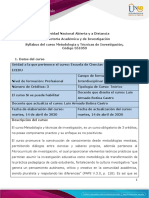 Syllabus Metodología y Técnicas de Investigación