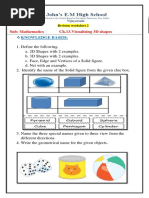 STD 4 Maths Half Yearly Revision Ws - 3 Visualising 3D Shapes