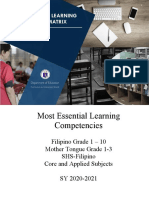 Most Essential Learning Competencies Filipino and MTB SHS