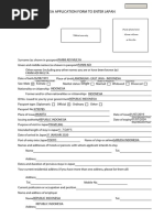 Visa Application Form To Enter Japan: Single