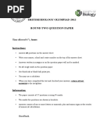 British Biology Olympiad 2012 Round Two Question Paper: Time Allowed 1