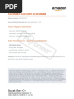 Payoneer Account Statement: Amazon Registered Seller Details