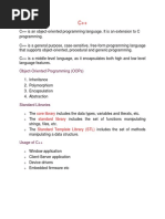 C++ Introduction SASTRA University First Year