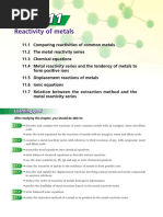 Reactivity of Metals: Learning Goal