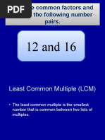 Find The Common Factors and GCF of The Following Number Pairs