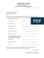 Consent Form: For The Graduands For Receiving The Degree / Medals