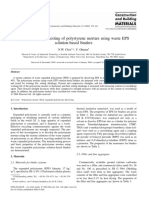 Development and Testing of Polystyrene Mortars Using Waste EPS Solution-Based Binders