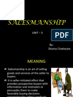 Salesmanship: Unit - 3