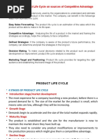 Impact of Product Life Cycle On Sources of Competitive Advantage