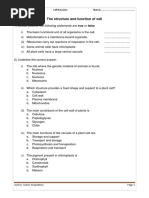 Cell Revision Worksheet