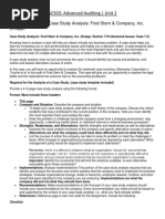 AC503: Advanced Auditing - Unit 2: Unit 2 Assignment - Case Study Analysis: Fred Stern & Company, Inc. (Knapp)