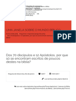 Dos 70 Discípulos e 12 Apóstolos, Por Que Só Se Encontram Escritos de Poucos Destes Na Bíblia?