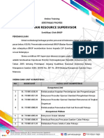 SERTIFIKASI SUPERVISOR HR - BNSP - 22-25 Februari 2021