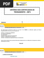 Orientação - Certificados de Treinamento - NR 'S