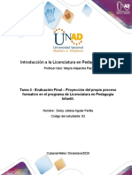 Formato 4 - Formato para La Elaborar La Proyección Del Propio Proceso Formativo en El Programa de Licenciatura